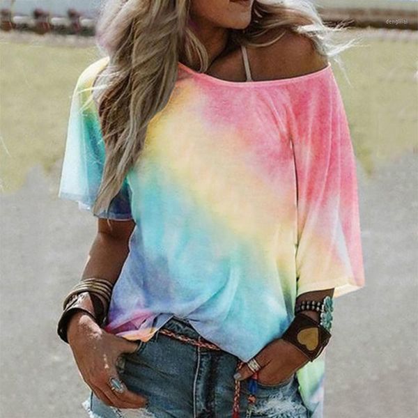 38# off shoulder t shirt women tie-dye print summer large size casual loose tshirt women gradient color print shirts 1, White
38# off shoulder t shirt women tie-dye print summer large size casual loose tshirt women gradient color print shirts 1, White