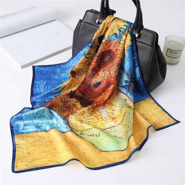 retro oil painting silk scarf women print neck foulard band hair scarves bag tie accessories small square bandana, Blue;gray
retro oil painting silk scarf women print neck foulard band hair scarves bag tie accessories small square bandana, Blue;gray