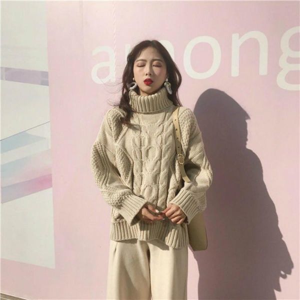 women's sweaters 2021 winter women solid thicken knitted turtleneck casual pullovers female long sleeve korean warm sweater c31, White;black
women's sweaters 2021 winter women solid thicken knitted turtleneck casual pullovers female long sleeve korean warm sweater c31, White;black
