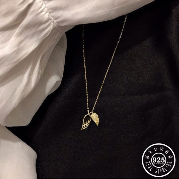 925 sterling silver asymmetrical angle wing shape necklace gold color plated chain cubic zirconia pendant necklaces for women q0531
925 sterling silver asymmetrical angle wing shape necklace gold color plated chain cubic zirconia pendant necklaces for women q0531