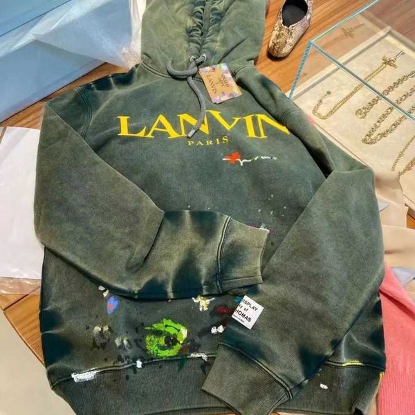 men's and women's lanvin wash water hand-painted printed knitted sweater hoodies, Black
men's and women's lanvin wash water hand-painted printed knitted sweater hoodies, Black