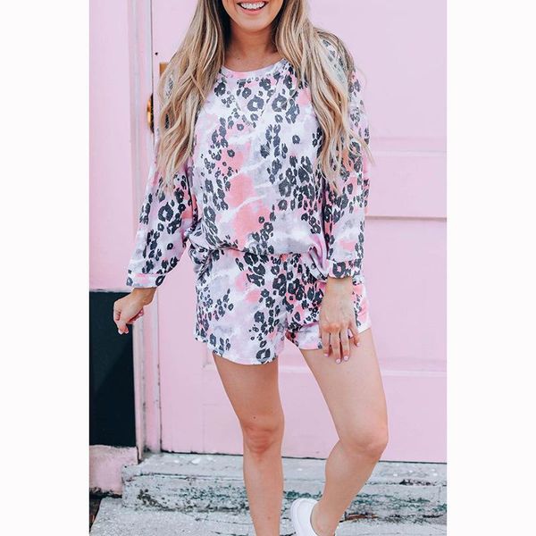 women ladies summer loose long sleeve round neck blouse leopard printed shorts lounge wear casual two piece set, Gray
women ladies summer loose long sleeve round neck blouse leopard printed shorts lounge wear casual two piece set, Gray