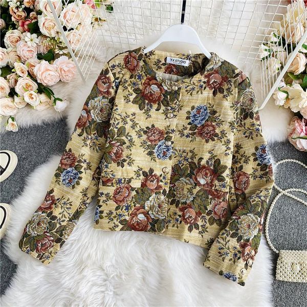 women's coat autumn winter vintage o-neck floral print hit color jackets female long-sleeved casual outwears fashion new 2021, Black;brown
women's coat autumn winter vintage o-neck floral print hit color jackets female long-sleeved casual outwears fashion new 2021, Black;brown
