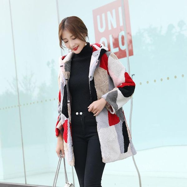 women's fur & faux women 2021 winter genuine lamb jackets female plus size sheep shearing outwears ladies patchwork hooded overcoats d1, Black
women's fur & faux women 2021 winter genuine lamb jackets female plus size sheep shearing outwears ladies patchwork hooded overcoats d1, Black