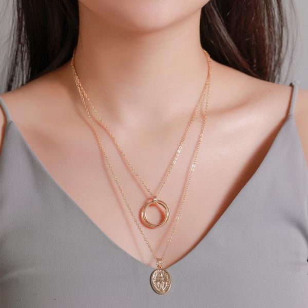 classic retro jesus geometric pendant necklace creative women's gold double layer necklace fashion party christian jewelry gifts, Silver
classic retro jesus geometric pendant necklace creative women's gold double layer necklace fashion party christian jewelry gifts, Silver