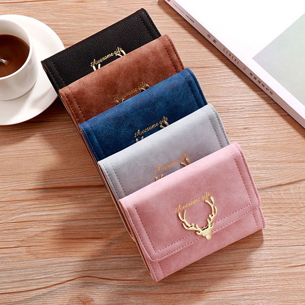 2021 new short female pu wallet leather frosted zipper buckle antlers student cute folding small wallet, Red;black
2021 new short female pu wallet leather frosted zipper buckle antlers student cute folding small wallet, Red;black