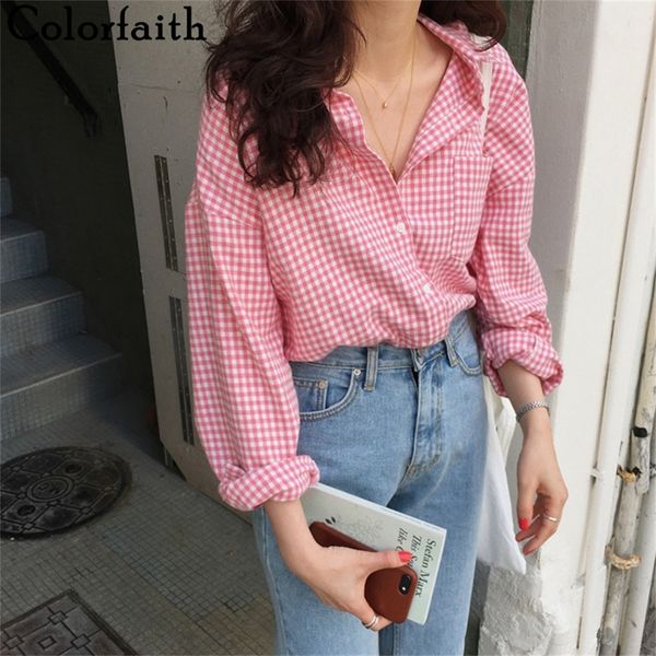 colorfaith new 2020 women spring summer blouse shirts plaid fashionable single breasted casual loose wild sweet pink bl1023 lj200814, White
colorfaith new 2020 women spring summer blouse shirts plaid fashionable single breasted casual loose wild sweet pink bl1023 lj200814, White