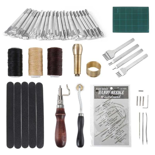 50pcs professional leather craft tool kit handmade diy sewing/sewing/engraving/punch tool very suitable for hand lovers
50pcs professional leather craft tool kit handmade diy sewing/sewing/engraving/punch tool very suitable for hand lovers