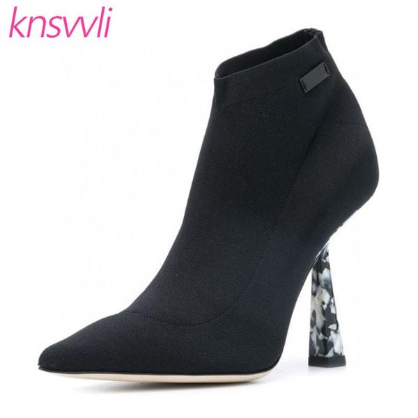 boots knit stretch women strange heel brand shoes woman pointy toe sock ladies high ankle party, Black
boots knit stretch women strange heel brand shoes woman pointy toe sock ladies high ankle party, Black
