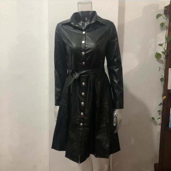 new products for autumn and winter 2021 women's fashion temperament long-sleeved lapel pu leather skirt a-line button belt dress1, Black
new products for autumn and winter 2021 women's fashion temperament long-sleeved lapel pu leather skirt a-line button belt dress1, Black