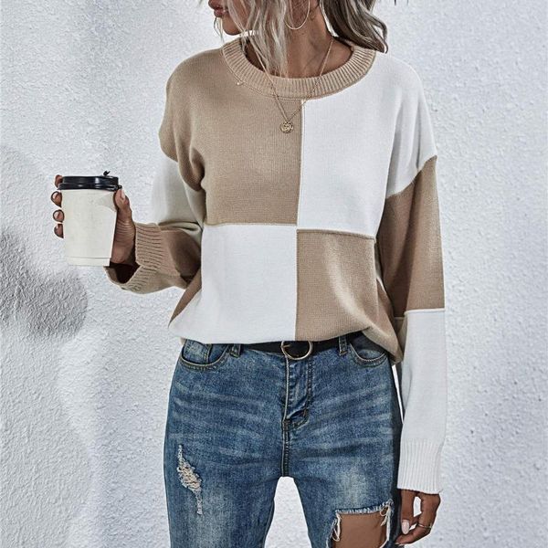 fashion winter women's round neck knitted sweater casual long sleeve color block patchwork loose chunky pullovers jumper#g3, White;black
fashion winter women's round neck knitted sweater casual long sleeve color block patchwork loose chunky pullovers jumper#g3, White;black
