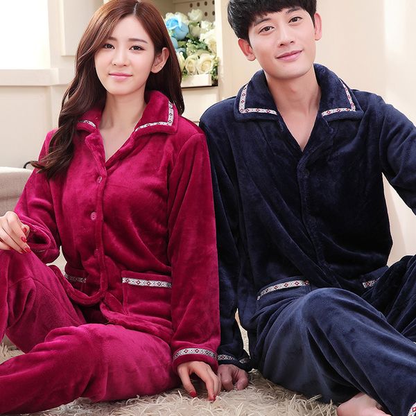Casual Coral Fleece Nightwear Female Nightwear Flannel Pajamas Suit Couple Winter Sleep Set Intimate Lingerie Home Clothing, Navy blue
Casual Coral Fleece Nightwear Female Nightwear Flannel Pajamas Suit Couple Winter Sleep Set Intimate Lingerie Home Clothing, Navy blue