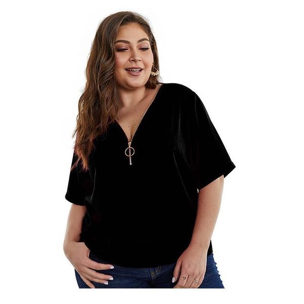 plus size women zipper t-shirt summer new arrival solid color v-neck loose casual t sqcmdr, White
plus size women zipper t-shirt summer new arrival solid color v-neck loose casual t sqcmdr, White