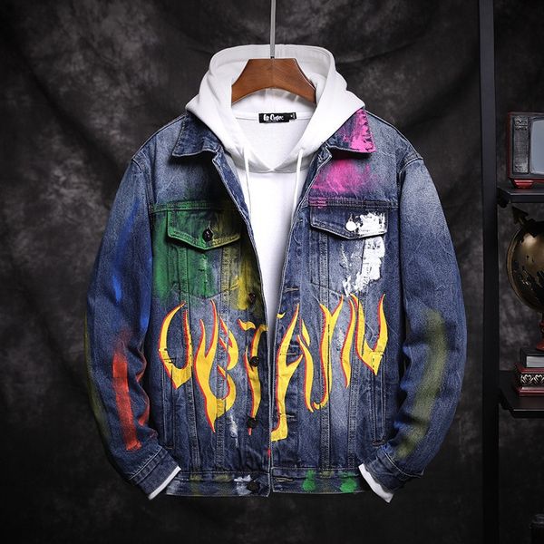 european and american street graffiti printed men's denim clothing punk hip-hop jacket loose fashion men's jacket, Black;brown
european and american street graffiti printed men's denim clothing punk hip-hop jacket loose fashion men's jacket, Black;brown