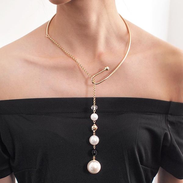 women imitation pearl long pendant necklaces punk choker statement necklace fashion alloy geometric couple jewelry, Silver
women imitation pearl long pendant necklaces punk choker statement necklace fashion alloy geometric couple jewelry, Silver