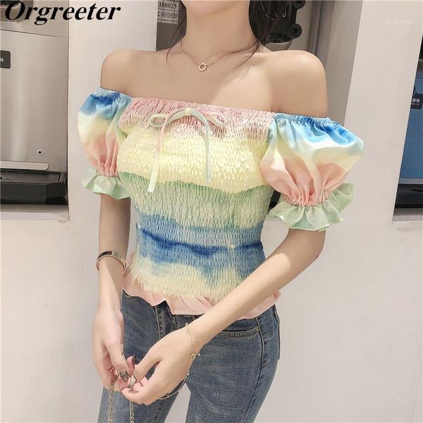 korean new fashion rinbow gradient puff sleeve short blouse sweet bow strapless stretch sheath all-match short summer1, White
korean new fashion rinbow gradient puff sleeve short blouse sweet bow strapless stretch sheath all-match short summer1, White