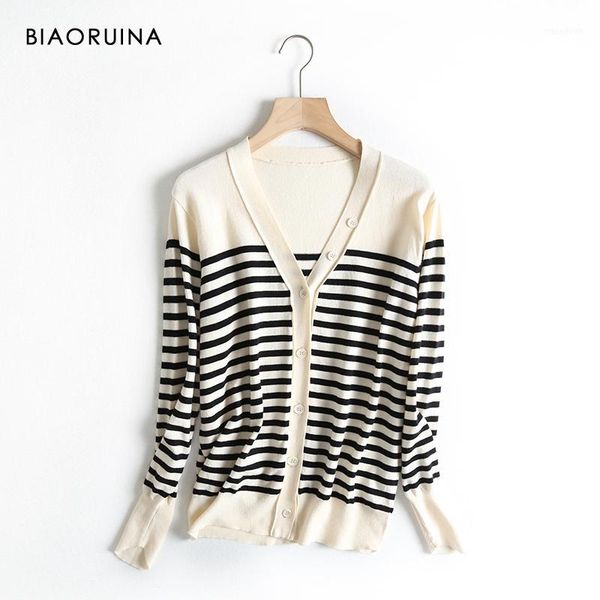 biaoruina women's stripes loose single breasted knit cardigans female v-neck casual sweater ladies chic cardigans new arrival1, White
biaoruina women's stripes loose single breasted knit cardigans female v-neck casual sweater ladies chic cardigans new arrival1, White