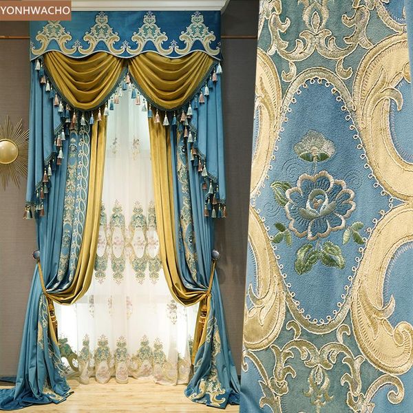 curtain & drapes custom european living room luxury american velvet embroidered blue cloth blackout valance tulle c401
curtain & drapes custom european living room luxury american velvet embroidered blue cloth blackout valance tulle c401