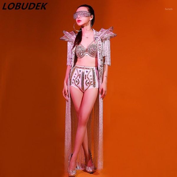 female sparkly crystals costumes white tassels jacket bar dj leading dancer performance clothing singer star show stage outfits1, Black;red
female sparkly crystals costumes white tassels jacket bar dj leading dancer performance clothing singer star show stage outfits1, Black;red