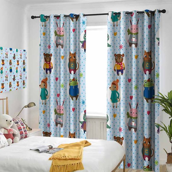 thermal insulated room darkening window shade collection of animals with winter clothing hats coffee on a dotted background curtain
thermal insulated room darkening window shade collection of animals with winter clothing hats coffee on a dotted background curtain