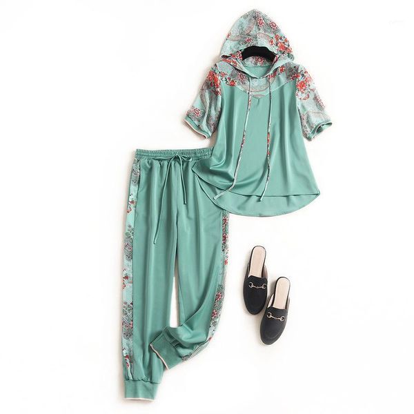 women casual pants two piece set summer 2020 short sleeve hoodies sweatshirt patchwork floral print side satin active pants1, White
women casual pants two piece set summer 2020 short sleeve hoodies sweatshirt patchwork floral print side satin active pants1, White