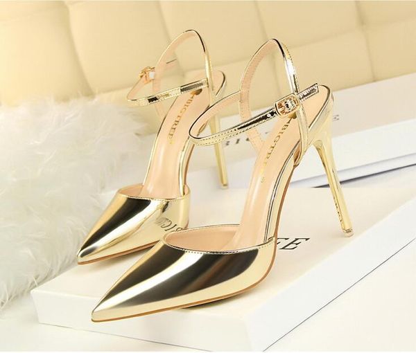 dress shoes shinny gold women sandals high heels summer brand woman pumps thin party ankle strap office ladie shoe, Black
dress shoes shinny gold women sandals high heels summer brand woman pumps thin party ankle strap office ladie shoe, Black