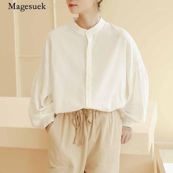 women's blouses & shirts autumn stand-up collar long lantern sleeve blouse women literary versatile casual solid cardigan blusas mujer, White
women's blouses & shirts autumn stand-up collar long lantern sleeve blouse women literary versatile casual solid cardigan blusas mujer, White
