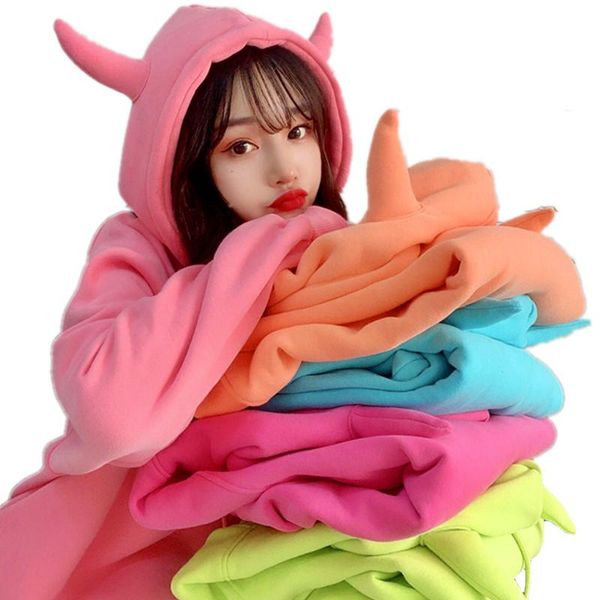 women's hoodies & sweatshirts 2021 spring devil horn hooded sweatshirt women plus velvet warm loose harajuku friends match cute pullove, Black
women's hoodies & sweatshirts 2021 spring devil horn hooded sweatshirt women plus velvet warm loose harajuku friends match cute pullove, Black