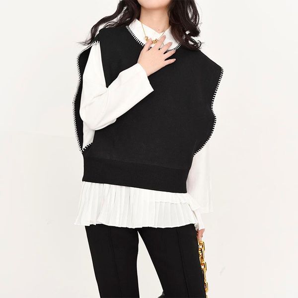 cut women's loose black short knitted large vest new sleeveless round neck fashion autumn winter 2021 1dc71901, Black;white
cut women's loose black short knitted large vest new sleeveless round neck fashion autumn winter 2021 1dc71901, Black;white