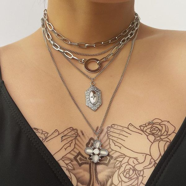 pendant necklaces ethnic vintage style multilayer thick chain geometric necklace women elegant crystal jewelry kolye xr2797, Silver
pendant necklaces ethnic vintage style multilayer thick chain geometric necklace women elegant crystal jewelry kolye xr2797, Silver