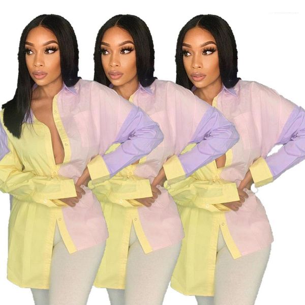 casual blouses single breasted fashion women clothes long sleeve womens designer shirts contrast color panelled loose, White
casual blouses single breasted fashion women clothes long sleeve womens designer shirts contrast color panelled loose, White