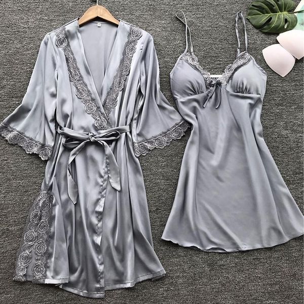 lace silk women robe & gown sets 2 pieces sleep set summer satin kimono lingerie nightwear female sleepwear robe suit1, Black;red
lace silk women robe & gown sets 2 pieces sleep set summer satin kimono lingerie nightwear female sleepwear robe suit1, Black;red