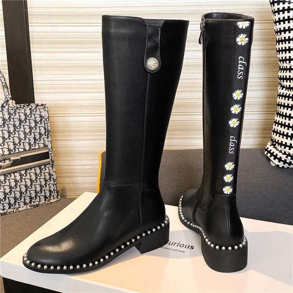 boots 2021 cow leather pearl sole knee-high women daisy belt round toe ladies shoes riding flat size34-431, Black
boots 2021 cow leather pearl sole knee-high women daisy belt round toe ladies shoes riding flat size34-431, Black