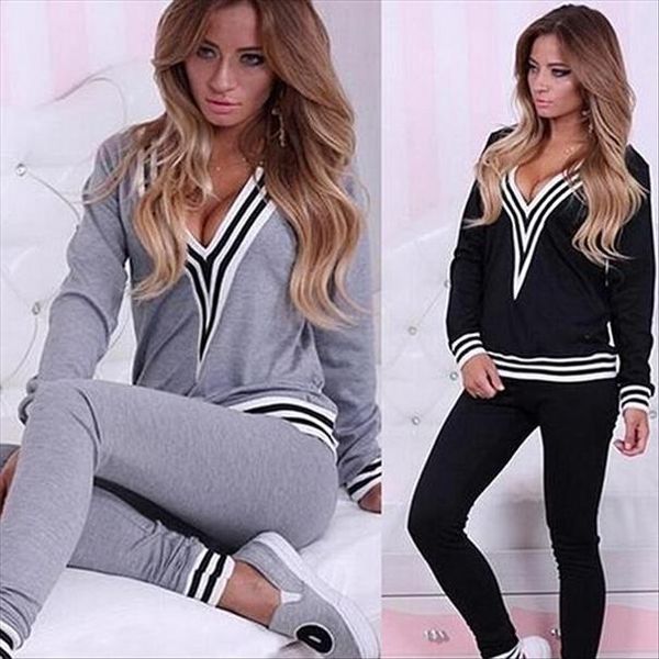 womens fashion 2pcs sportswear suit v neck stitching costumes pants casual clothing decor accessory xmas gift, Gray
womens fashion 2pcs sportswear suit v neck stitching costumes pants casual clothing decor accessory xmas gift, Gray