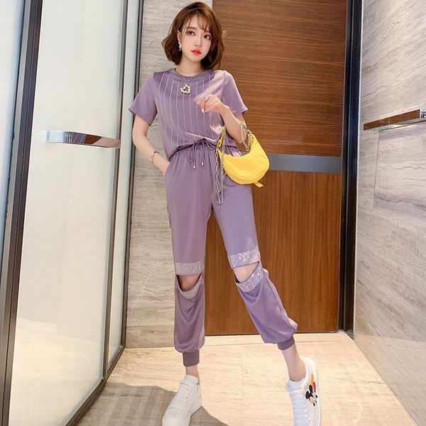 d5dy5 round neck striped rhinestone t-shirt suit drawstring 2020 leggings suit women's suitpants summer tight hollow-out elastic pants, Gray
d5dy5 round neck striped rhinestone t-shirt suit drawstring 2020 leggings suit women's suitpants summer tight hollow-out elastic pants, Gray