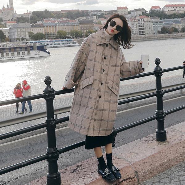 women's wool & blends fashion casual plaid single breasted coat women turn-down collar blend and jacket full sleeve ladies coats1, Black
women's wool & blends fashion casual plaid single breasted coat women turn-down collar blend and jacket full sleeve ladies coats1, Black