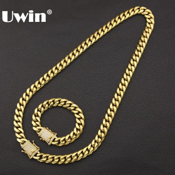 uwin stainless steel with crystal cz zirconia hophop box clasp jewelry miami cuban link bracelet&chain mens necklace, Silver
uwin stainless steel with crystal cz zirconia hophop box clasp jewelry miami cuban link bracelet&chain mens necklace, Silver