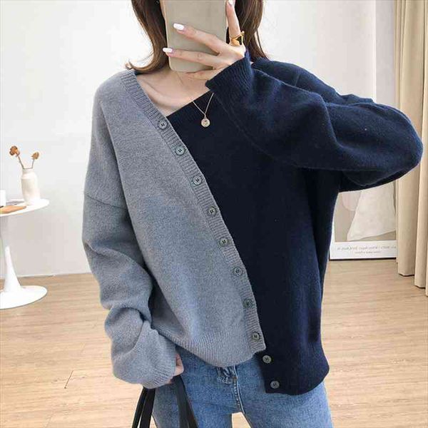 tigena contrast women cardigan sweater autumn parchwork irregular button long sleeve cardigan female knitted jacket coat, White;black
tigena contrast women cardigan sweater autumn parchwork irregular button long sleeve cardigan female knitted jacket coat, White;black