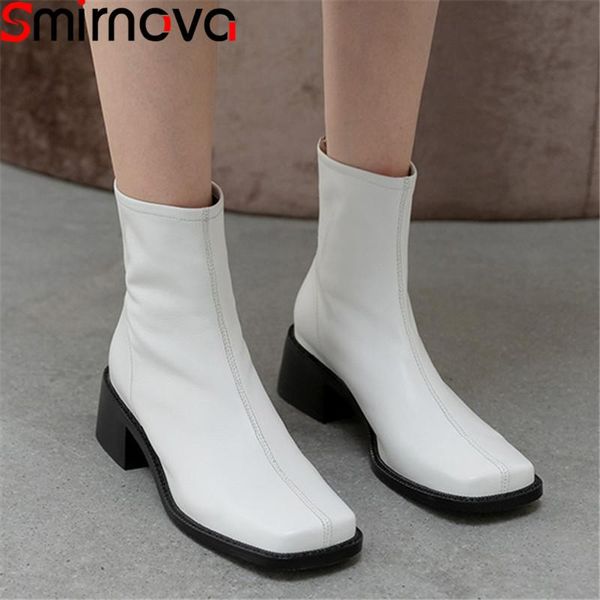 smirnova ankle boots 2020 genuine leather boots thick high heels square toe women autumn winter ladies shoes black white
smirnova ankle boots 2020 genuine leather boots thick high heels square toe women autumn winter ladies shoes black white