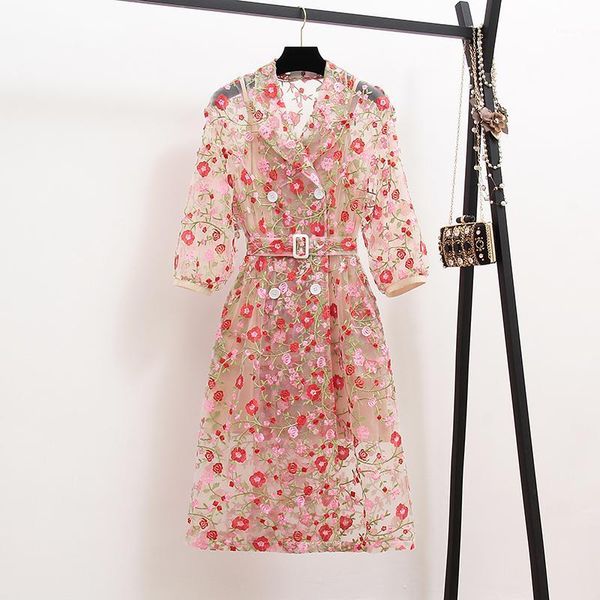 vintage gauze flower embroidery overlay trench coat women double-breasted notched lantern sleeve belt mesh long coat outerwear1, Tan;black
vintage gauze flower embroidery overlay trench coat women double-breasted notched lantern sleeve belt mesh long coat outerwear1, Tan;black
