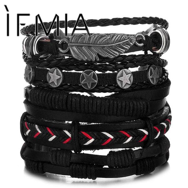 charm bracelets ifmia vintage leaf feather multilayer leather bracelet men fashion braided handmade star rope wrap & bangles male gift, Golden;silver
charm bracelets ifmia vintage leaf feather multilayer leather bracelet men fashion braided handmade star rope wrap & bangles male gift, Golden;silver