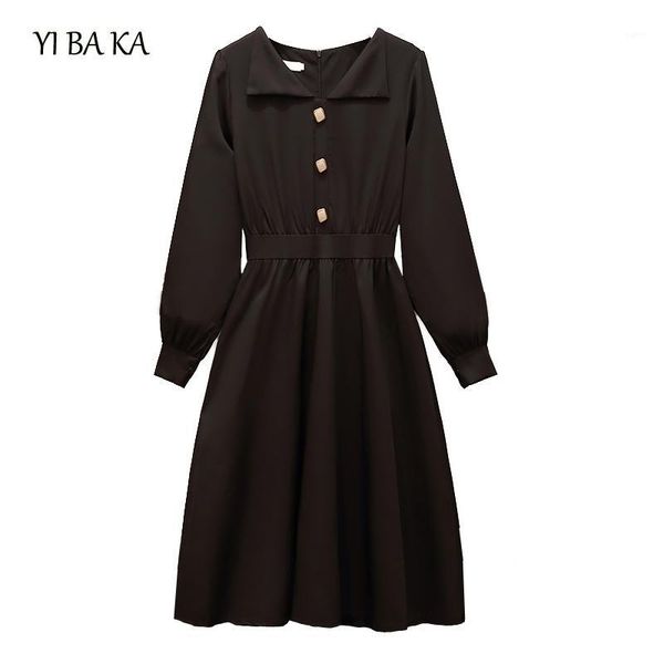 large plus size women dress elegant vintage long sleeve button a line long dress casual autumn winter black vestidos1, Black;gray
large plus size women dress elegant vintage long sleeve button a line long dress casual autumn winter black vestidos1, Black;gray