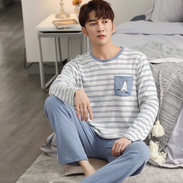 men's sleepwear pajamas spring and autumn long-sleeved pure cotton casual sports plus size home service suit pyjama homme sommeil, Black;brown
men's sleepwear pajamas spring and autumn long-sleeved pure cotton casual sports plus size home service suit pyjama homme sommeil, Black;brown