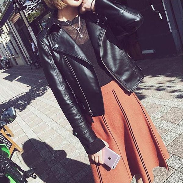 women's fashion vintage slim biker motorcycle pu soft leather zipper jacket coat, Black
women's fashion vintage slim biker motorcycle pu soft leather zipper jacket coat, Black