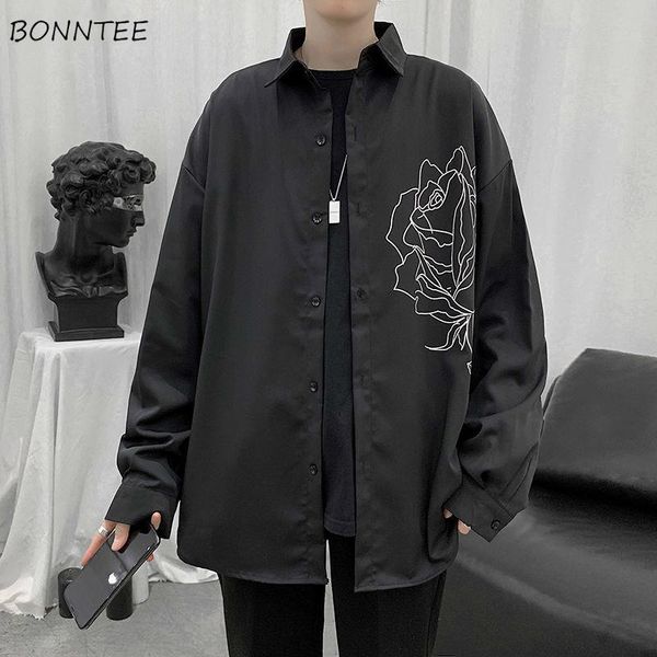 men's casual shirts men printed simple turn down collar single breasted loose mens stylish all-match ulzzang chic streetwear male, White;black
men's casual shirts men printed simple turn down collar single breasted loose mens stylish all-match ulzzang chic streetwear male, White;black