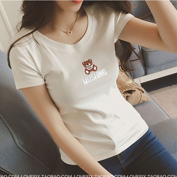 short opcoatt-shirtwomen's round neckslim fitting half ersatile bottoming shirtembroidered cartoon t-shirt short sleeve opto, White
short opcoatt-shirtwomen's round neckslim fitting half ersatile bottoming shirtembroidered cartoon t-shirt short sleeve opto, White