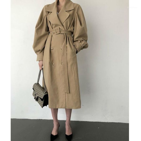 vintage women puff sleeve long trench coat female turn down collar high waist autumn spring coat office lady outwear1, Tan;black
vintage women puff sleeve long trench coat female turn down collar high waist autumn spring coat office lady outwear1, Tan;black