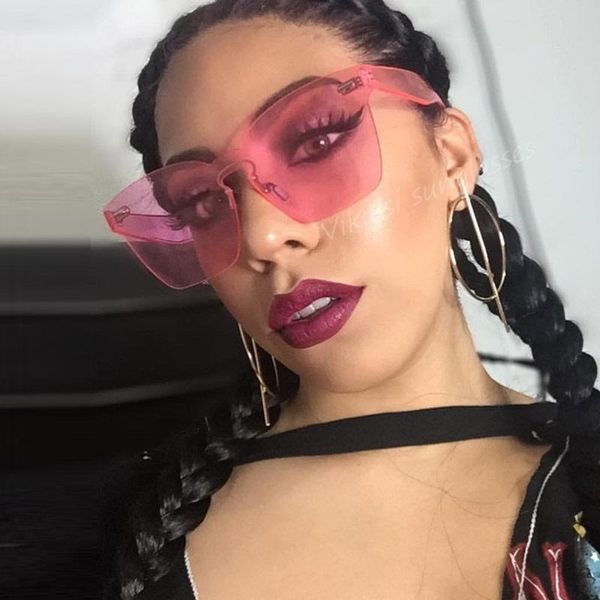 sunglasses oversized rimless women transparent sun glasses men fashion multicoloured clear lens frame, White;black
sunglasses oversized rimless women transparent sun glasses men fashion multicoloured clear lens frame, White;black