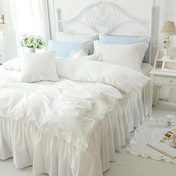 3/4pcs 100% cotton bedding set white lace bedskirt single bed linen king size duvet cover set girls princess ruffle sheets1
3/4pcs 100% cotton bedding set white lace bedskirt single bed linen king size duvet cover set girls princess ruffle sheets1