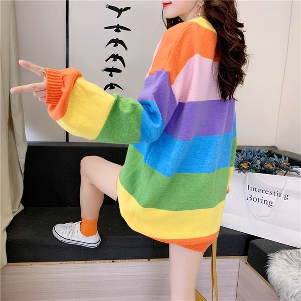 u3tke rainbow women's loose t-shirt lazy version and sweatersweater wind sweater new spring and autumn clothes korean 2020 of hong kong, White;black
u3tke rainbow women's loose t-shirt lazy version and sweatersweater wind sweater new spring and autumn clothes korean 2020 of hong kong, White;black